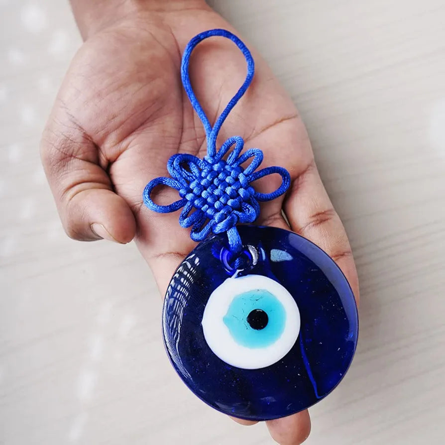 Shubhanjali Glass Evil Eye Hanging for Home 3 Inch | Evil Eye Hanging for Car Protection Home Entrnace Hanging