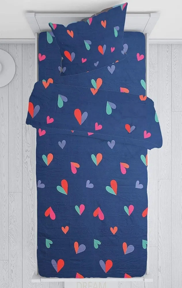 THE HOME STYLE Cotton Feel Glace Cotton Elastic Fitted All Around Printed Full Length Single Bed Bedsheet With 1 Pillow Cover,300 TC