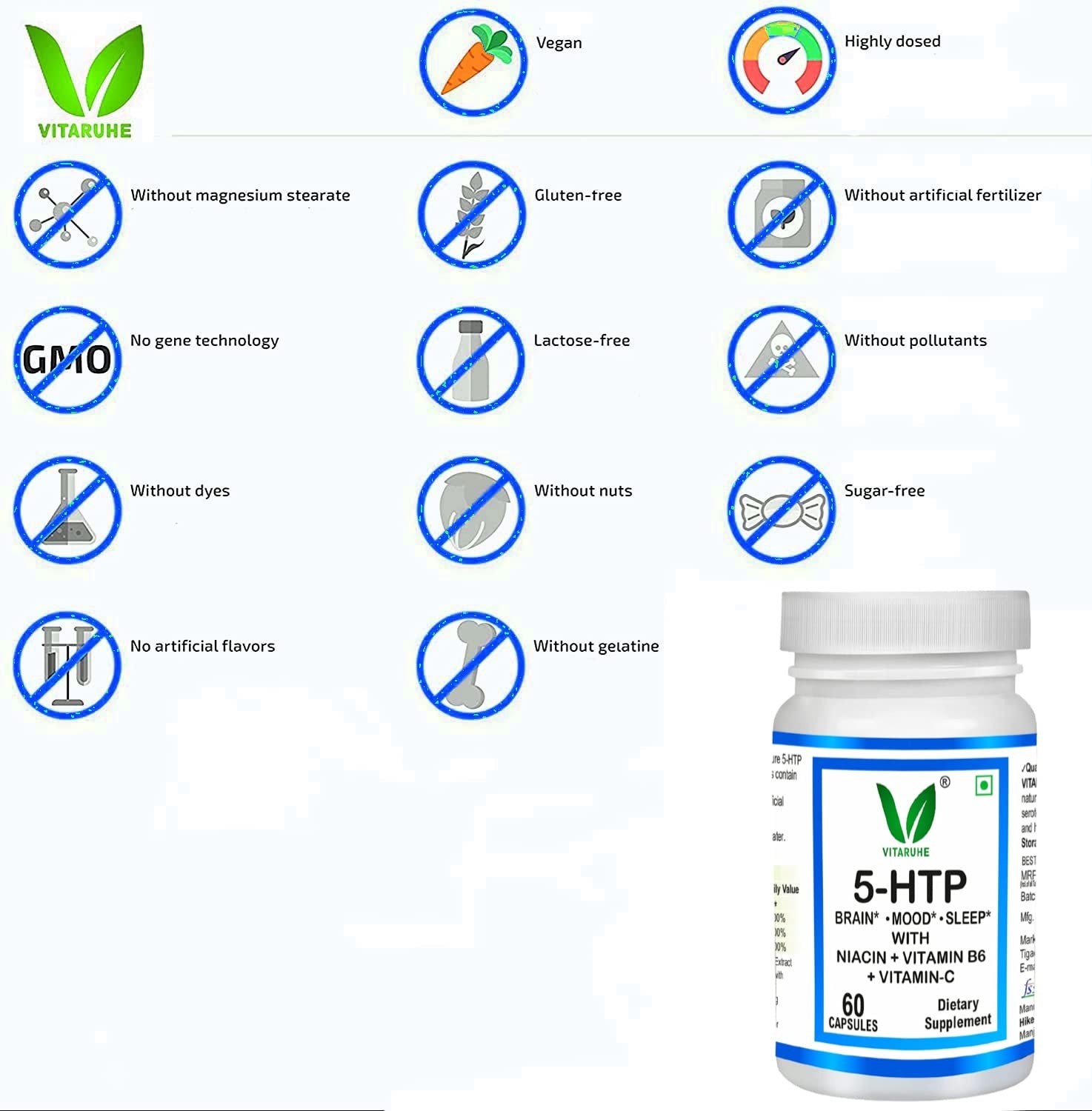 Vitaruhe 5htp Plus Formula 200 Mg Capsules 60 Caps Swadesii