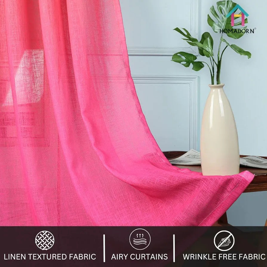 HOMADORN Ombre Printed Linen Textured Sheer Curtains for Living Room, Bedroom, Dining Room, Kitchen, Bathroom 