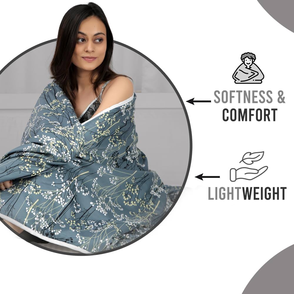 Divine Casa 120 GSM Microfiber Single Bed Comforter | Soft & Lightweight Reversible AC Blanket | All-Season 3-Layered Quilt | 230 x 140 cm, Beetle Grey
