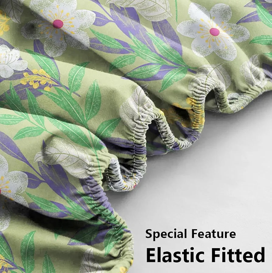 HOMEKART Premium Microfiber Elastic Fitted Bedsheets with 2 King Size Pillow Covers | Double Bed with All Around Elastic 180 TC Supersoft 