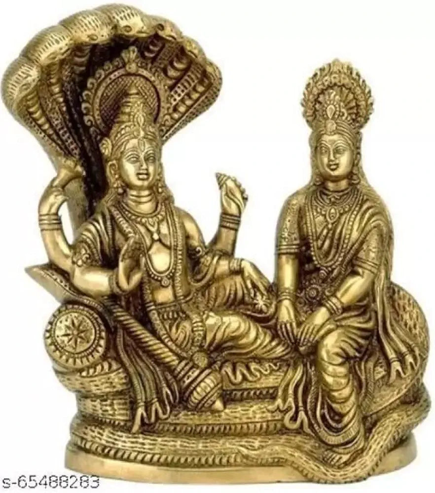 UAPAN Brass Lord Vishnu Laxmi Sculpture Decorative Showpiece  Decorative Showpiece - 10 cm 