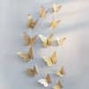 Xtore 12pcs 3D Home Decor Butterfly with Sticking Pad Golden