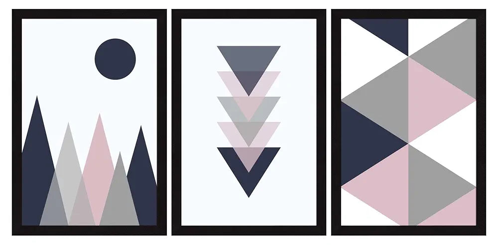 ArtX Paper Aesthetic Patterns Wall Painting For Living Room Decoration Big Size, Framed Painting for Wall Decoration, Wall Decor For Bedroom, Multicolor, 37.5 x 18.5 inches, Set Of 3