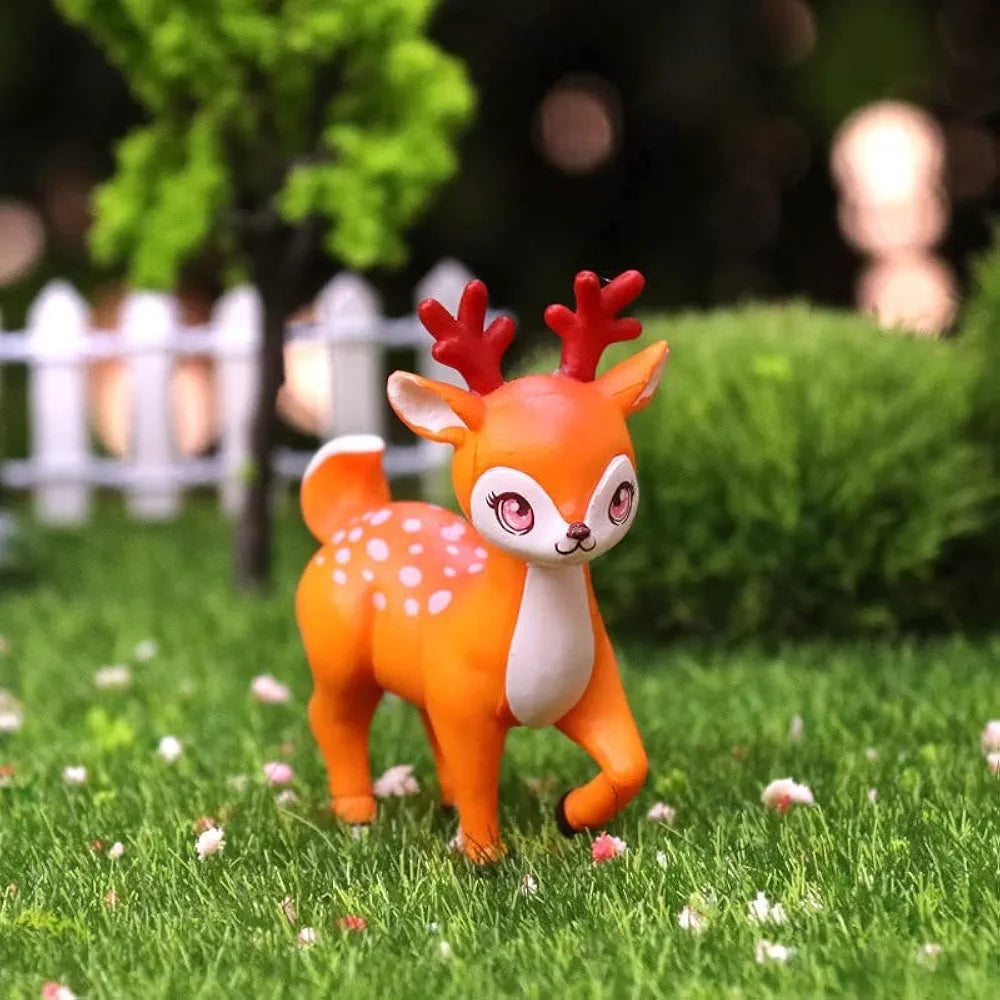 SATYAM KRAFT Resin 1 Set Deer Miniature Figurines | Decorative Showpiece | Gift for Him/Her, Mother's Day, Home, Bedroom, Living Room, Office, Table, Car Dashboard | Festive Decor