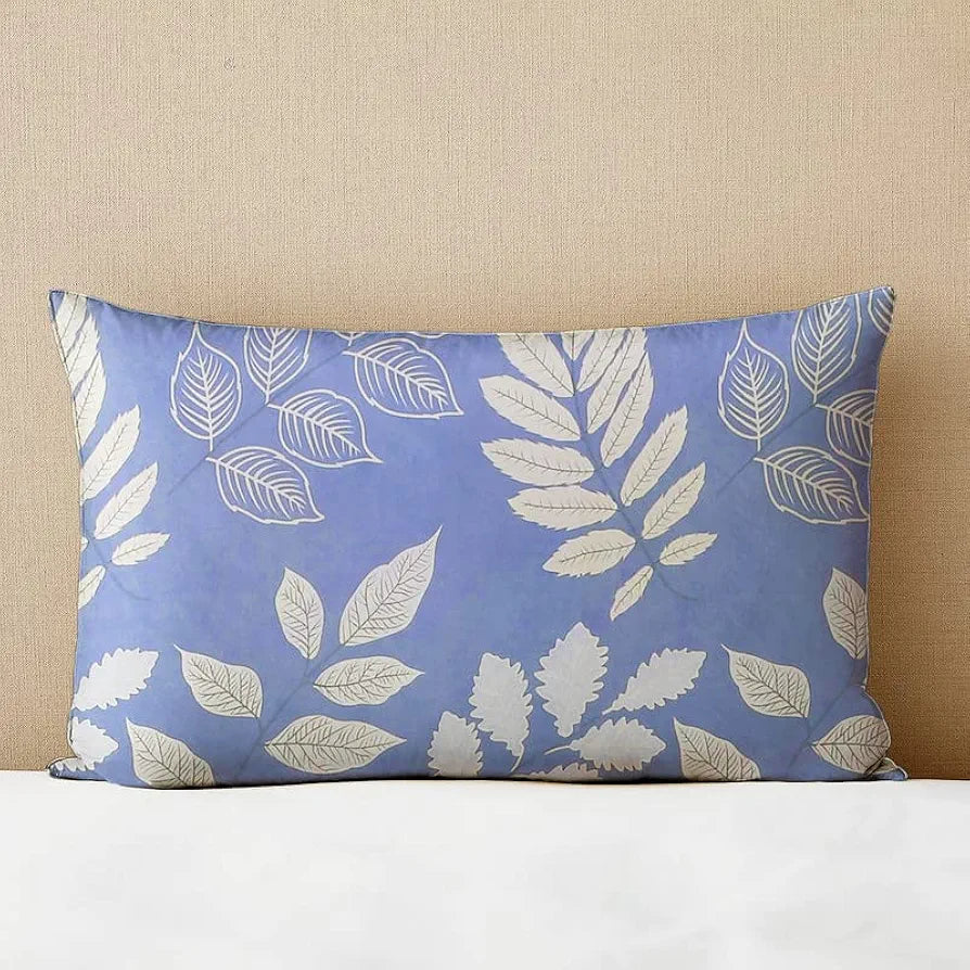 BSB HOME Prime Collections 160tc Pure Microfiber Glace Cotton Breathable Supersoft Wrinkelfree Double Bedsheet with 2 King Size Pillow Covers Royal Blue White Leaf