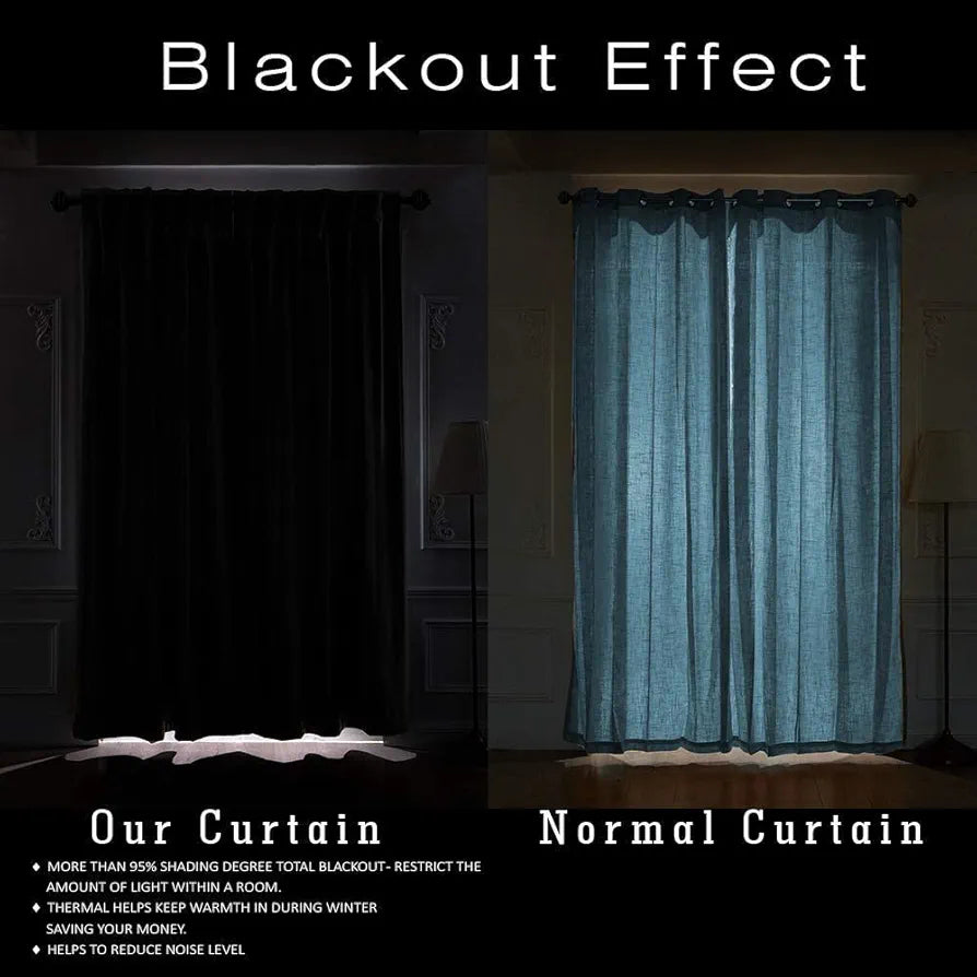 Cloth Fusion Blackout Door Curtains 8 Feet Long Set of 2, Room Darkening Parda 8 Feet Long with Grommet Design for Home Decor 