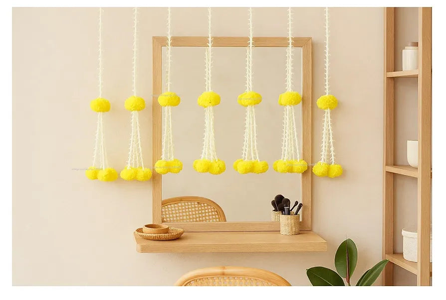 SPHINX Artificial Rajnigandha  Clustered Fluffy Marigold  Strings for Decoration of Home, Balcony, Walls, Hall, ganpati Backdrop Approx 2.33 ft - Pack of 6 