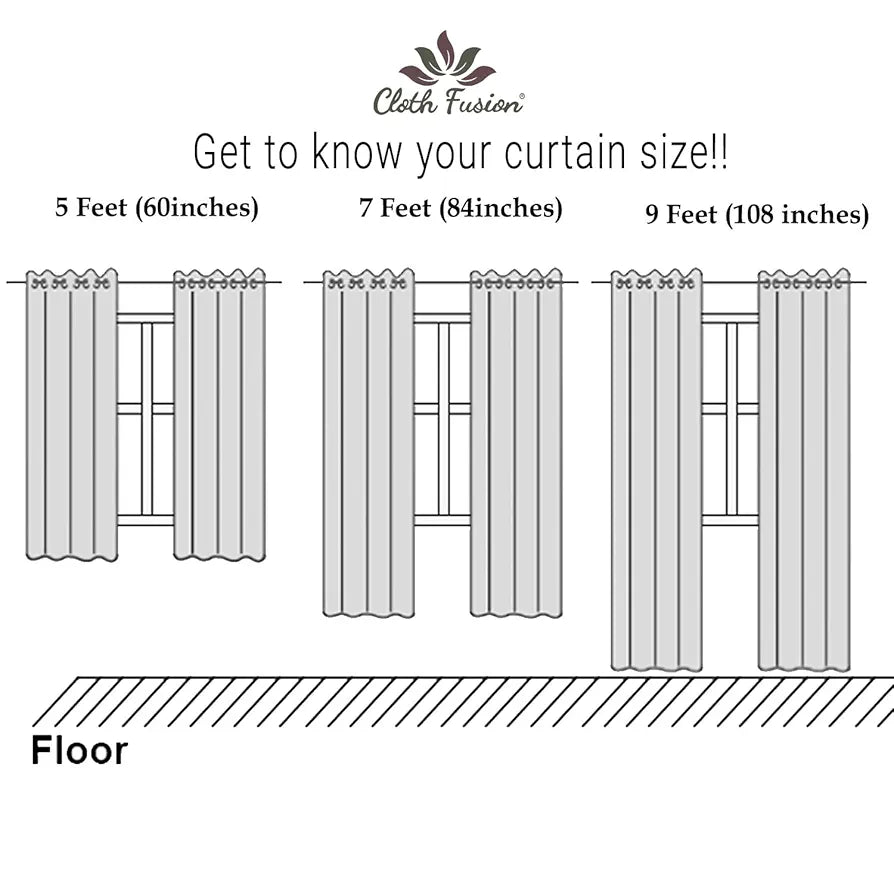 Cloth Fusion Plain Cotton Feel Sheer Window Curtains 5 Feet Long Set of 2, Semi-Transparent Curtain for Window with Grommet Design for Home Decor 