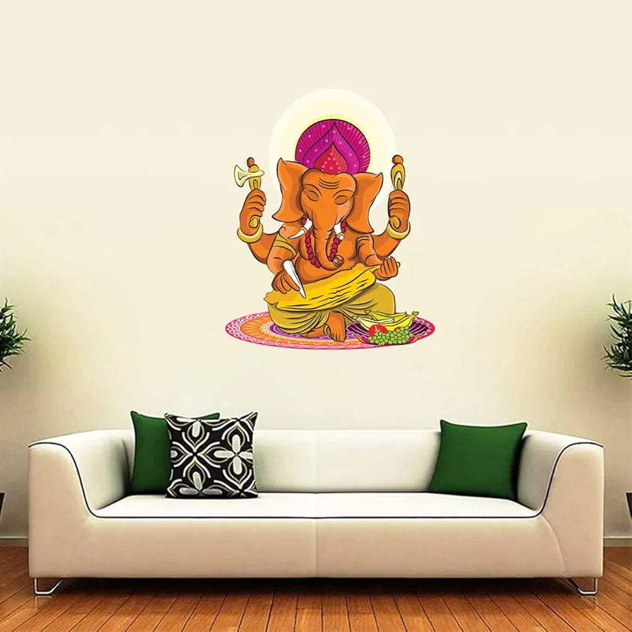 Rangoli White Glossy Vinyl Wall Sticker Premium Self-Adhesive Waterproof Decorative Wall Decal for Bedroom, Living Room, Office & Home Decoration Easy to Apply. Design-22
