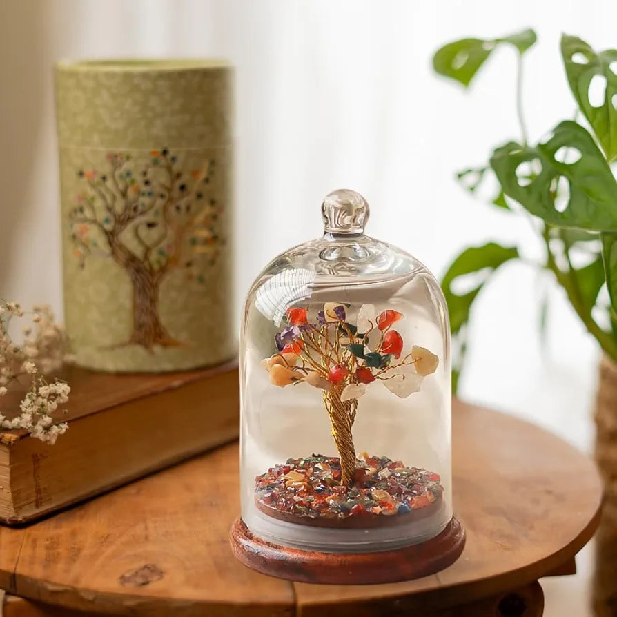 RITUALISTIC Dome Crystal Chakra Tree | Encased Gemstone Bonsai for Healing, Energy Balance, Meditation | Spiritual Tree of Life with Natural Crystals for Positive Vibes | Perfect for Gift & Home Décor