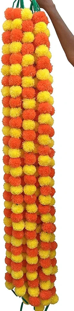 Abhaas Artificial Marigold Garlands for Decoration Long Pooja Room Toran Indian genda phool for Wedding & Festivals Diwali pongal /4.7 Feet/Set of 5