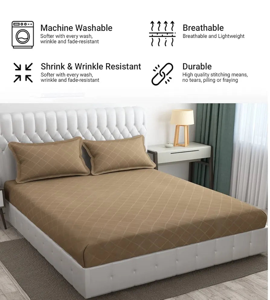 FRESH FROM LOOM King Size Bedsheet-Microfiber Rotary Printed,Hypoallergenic,Wrinkle Free With 2 Pillow Covers,144 TC