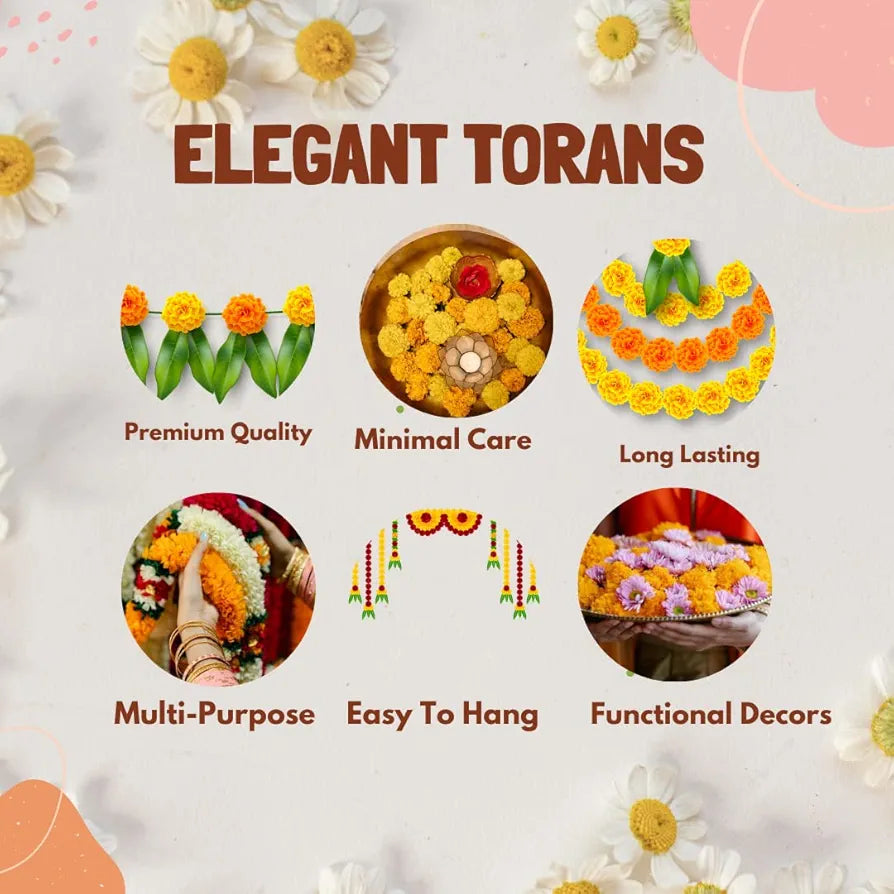 Marigold Artificial Flower Toran Traditional Bandarwar & Thoranam Larg ...