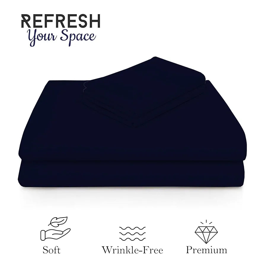 FRESH FROM LOOM Plain Double Bedsheet King Size-Microfiber Rotary Printed, Hypoallergenic, Wrinkle Free With 2 Pillow Covers 144 TC 