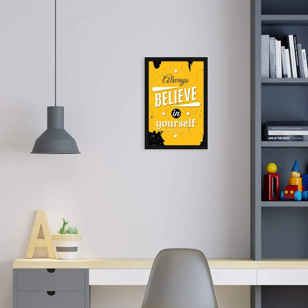 ArtX Paper Motivational Quote Always Believe In Yourself Wall Frame Art Painting, Multicolor, Motivational, 13X19 in, Set of 1