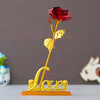 Golden Red Rose Flower with Love Showpiece