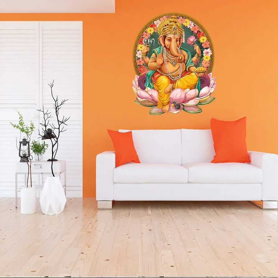 Rangoli White Glossy Vinyl Wall Sticker Premium Self-Adhesive Waterproof Decorative Wall Decal for Bedroom, Living Room, Office & Home Decoration Easy to Apply. Parent-4, Design-18