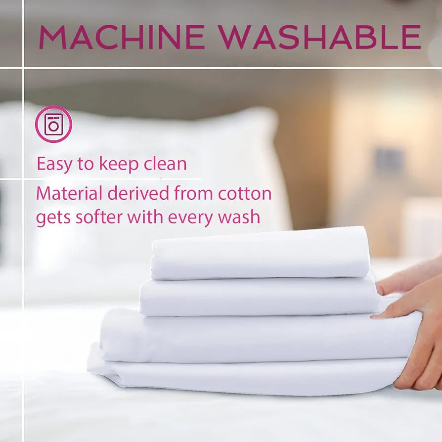 Trance Home Linen Premium 300 TC Pure 100% Cotton Queen Fitted Bedsheet with 2 Pillow Covers 