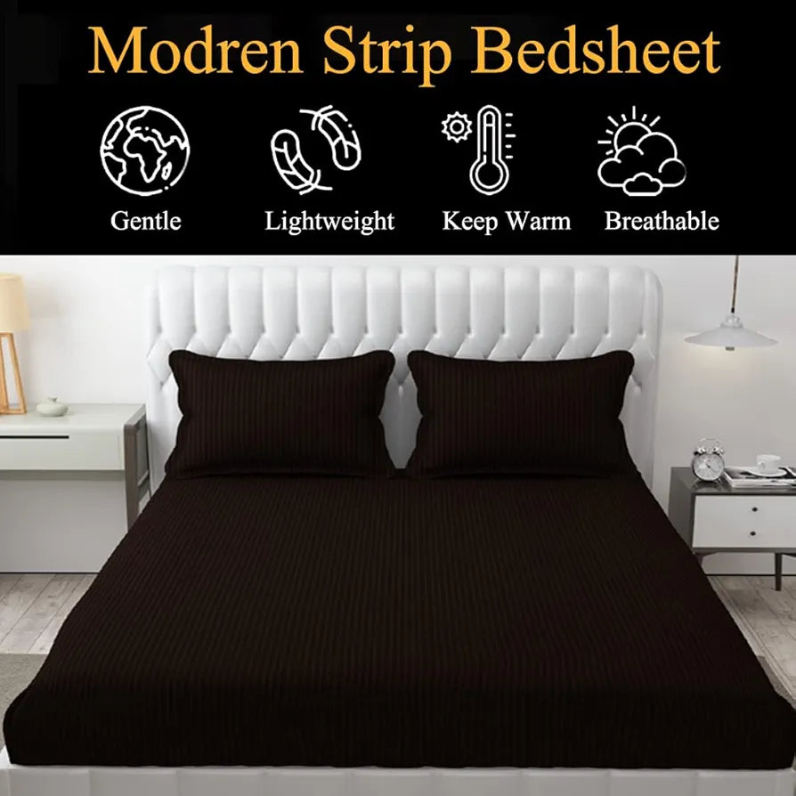 FRESH FROM LOOM Microfiber Wrinkle Resistant | Soft Skin Safe | Breathable King Size Flat Bedsheets | Hotel & Home | Double Bedsheet Set with 2 Pillow Covers 