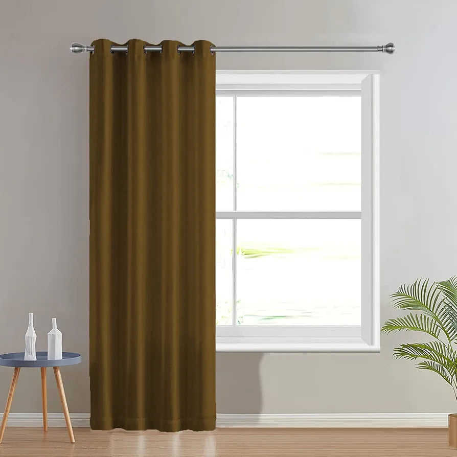 Divine Casa Semi Blackout Door Curtain 7 Feet | Meerkat Brown | Solid Micro Satin Room Darkening Panel with Metal Grommets | 1 Piece