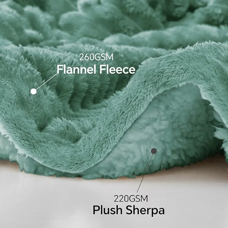 Pencil Pattern Flannel Fleece Sherpa Blanket – 220 x 150 cm, Soft, Plush, Fluffy Season/AC and Mild Winter Reversible Blanket - Single Bed 