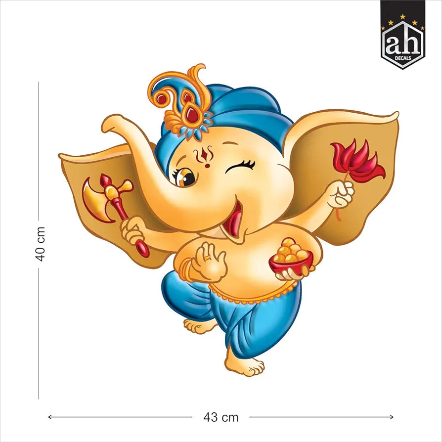 AH Decals Ganpati Ganesha Vinyl Wall Stickers for Home Living Bed Kids Room | Multi-Colors 