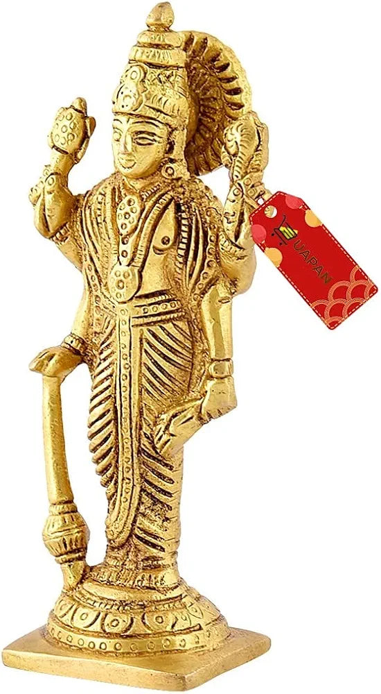 UAPAN Lord Bhagwan Vishnu Narayann Idol I Holding Club Gada for Home Decor Mandir Temple Decorative Showpiece - 14 cm