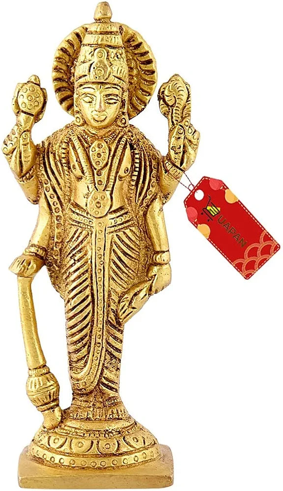 UAPAN Lord Bhagwan Vishnu Narayann Idol I Holding Club Gada for Home Decor Mandir Temple Decorative Showpiece - 14 cm