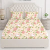 Layers Classic Cotton Bedsheet Set for All Seasons Lightweight 104 TC Queen Size Light Pink, Floral Pattern