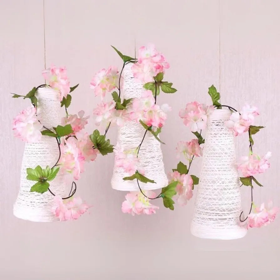 SATYAM KRAFT 1 Lines Artificial Cherry Blossom Rattan Flowers Vine | Hanging Garland for Home, Office, Mandir & Pooja Room | Diwali, Deepawali, Navratri & Wedding Festival Decoration 