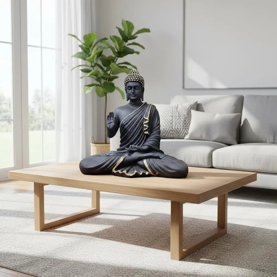 ALILA 14-Inch Buddha Statue for Home Decor | Meditating Lord Buddha Idol for Peace & Prosperity | Resin Figurine for Living Room, Office, Temple | Showpiece for Gift, 14inches