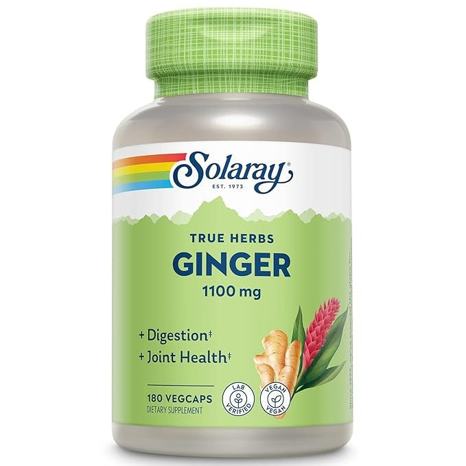 Solaray Ginger Root Capsules 550 mg - 180 Caps - Swadesii