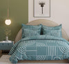 Decomizer Cotton Feel Glace Printed King Size Double Bed Bedsheet with 2 Pillow Covers Sky Blue Colour