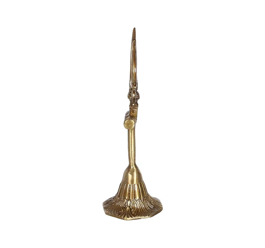 Two Moustaches 8 Inches Brass Shiva's Trishul with Damru, Antique Finish, Brass Mahadev Trishul with Damru Figurine, Shiva Trishul Statue, Solid Brass Heavy Weight 370 Grams, Standard, Pack of 1