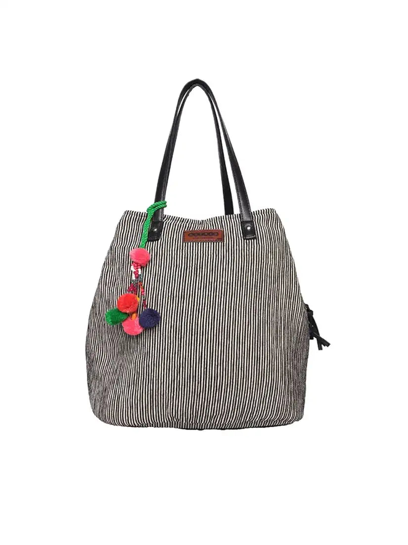 ASTRID Multicompartment Striped Bag For Women And Girls With Extra Strond Zipper And BIodegradable