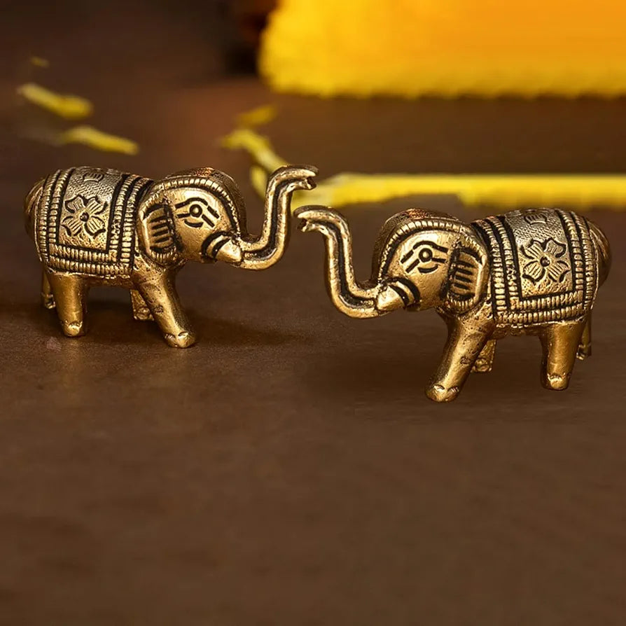 Ekhasa 100% Pure Brass Elephant Idol Showpiece Figurine Feng Shui  | Vastu Items for Home décor for Good Luck | Elephant Decorative Items Show Pieces for Living Room 