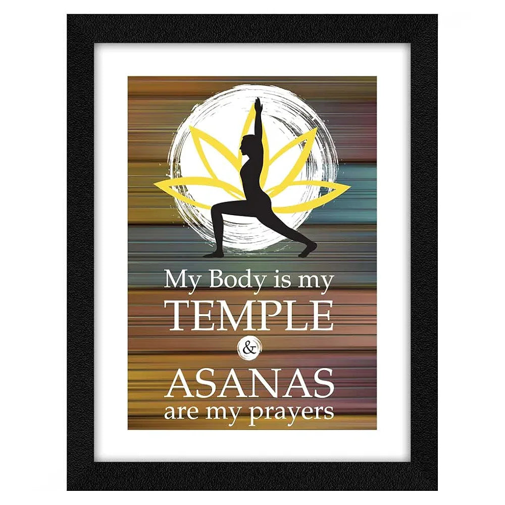 ArtX Paper Yoga Asanas Health Quote Wall Frame Art Painting, Multicolor, Motivational, 10 X 13 Inches, Set of 1