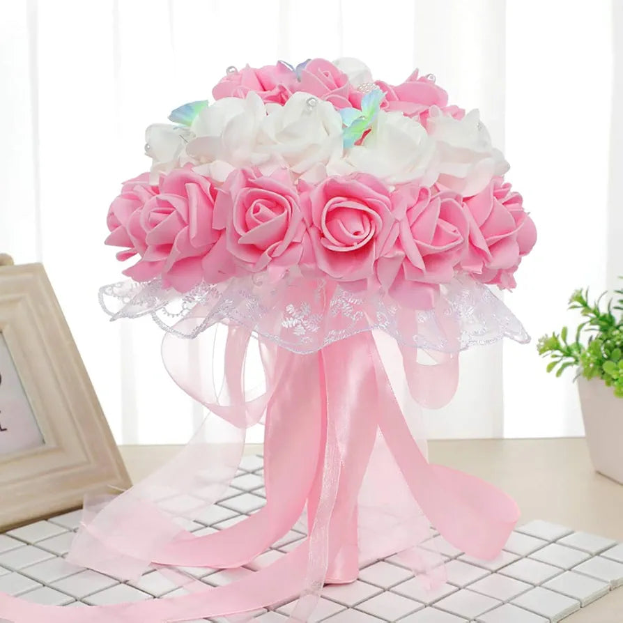 IPOPU 100 Pcs Artificial Rose Flower Heads Real Looking Baby Pink Fake Roses Flowers Foam Blush Roses for DIY Wedding Centerpieces Party Baby Shower Banquet Home Decorations 