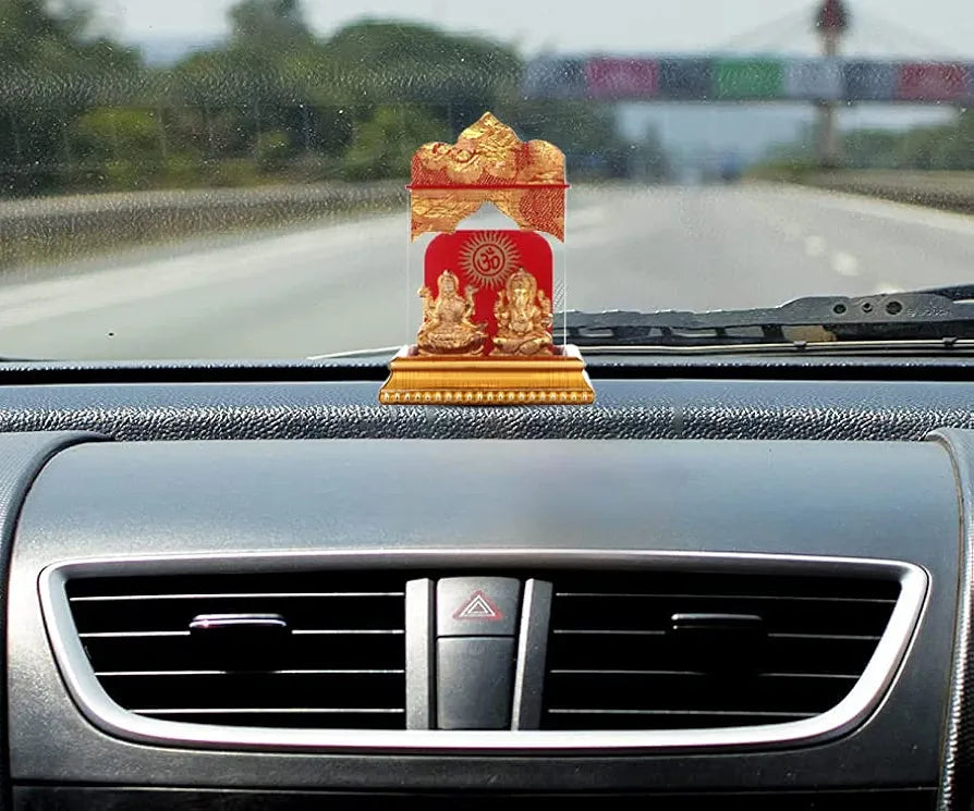 Awesoome Craft Goddess Laxmi and Ganesh Idol Status Murti Acrylic Idol Golden Polish for Home Temple Ofice & Car Dashboard 
