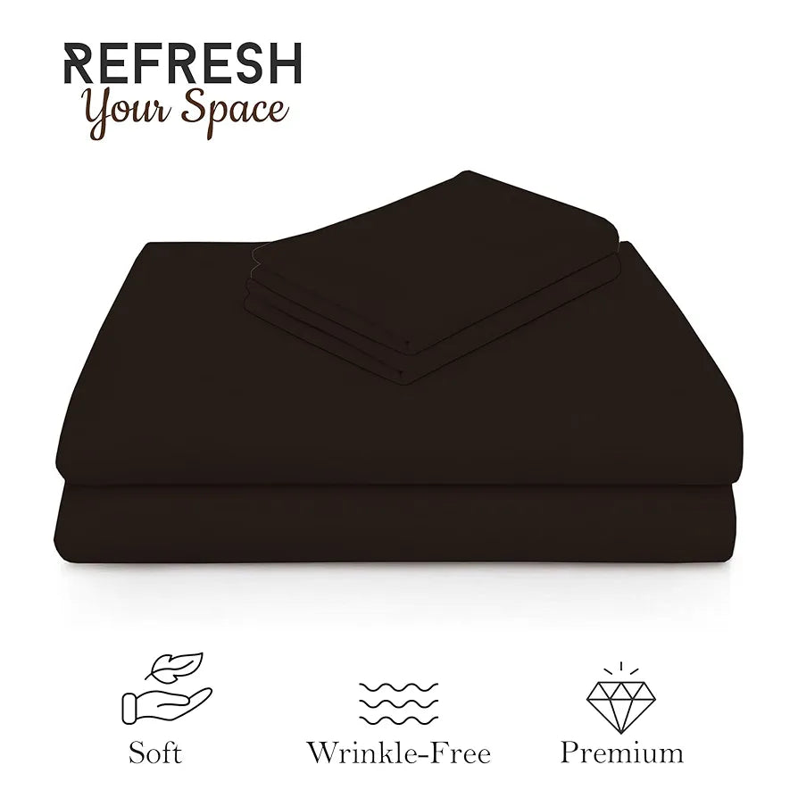 FRESH FROM LOOM Plain Microfiber Rotary Printed Bed Sheet Set - King Size, Hypoallergenic, Wrinkle Free with 2 Pillow Covers , 240 TC