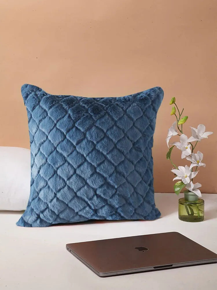 Luxe Home Cushion Cover 16 inch x 16 inch Duble Side Rabbit Fur Diamond Design Covers Set of 2 for Sofa, Bedroom, livingroom 
