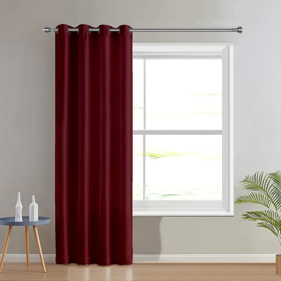 Divine Casa Micro Satin Semi Blackout Door Curtain 7 Feet | Maroon | Room Darkening Polyester Panel with Metal Eyelets | 1 Piece