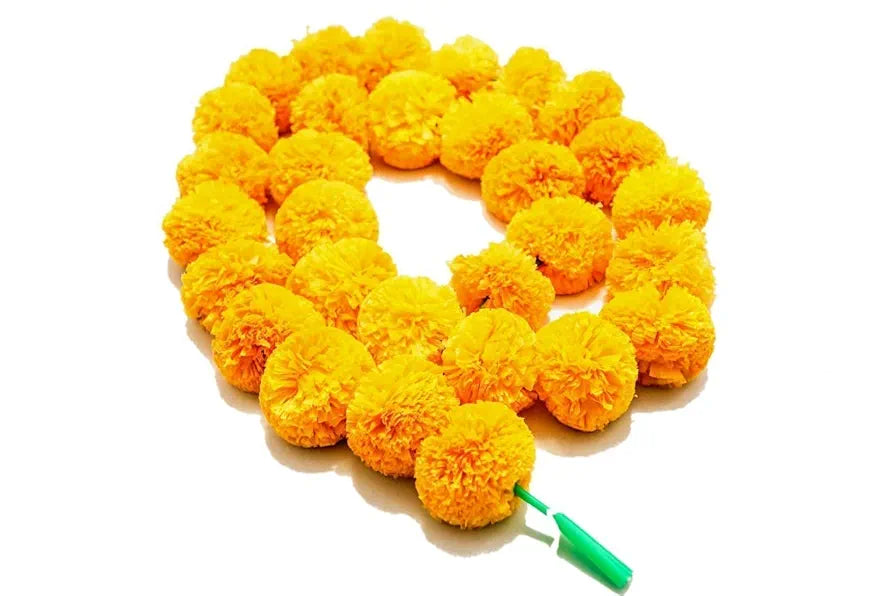HOME BUY Home Artificial Marigold Genda Flowers Door Hanging Marigold Mala Artificial Flower Garlands for Decoration ,Plastic Mix 3 pcs