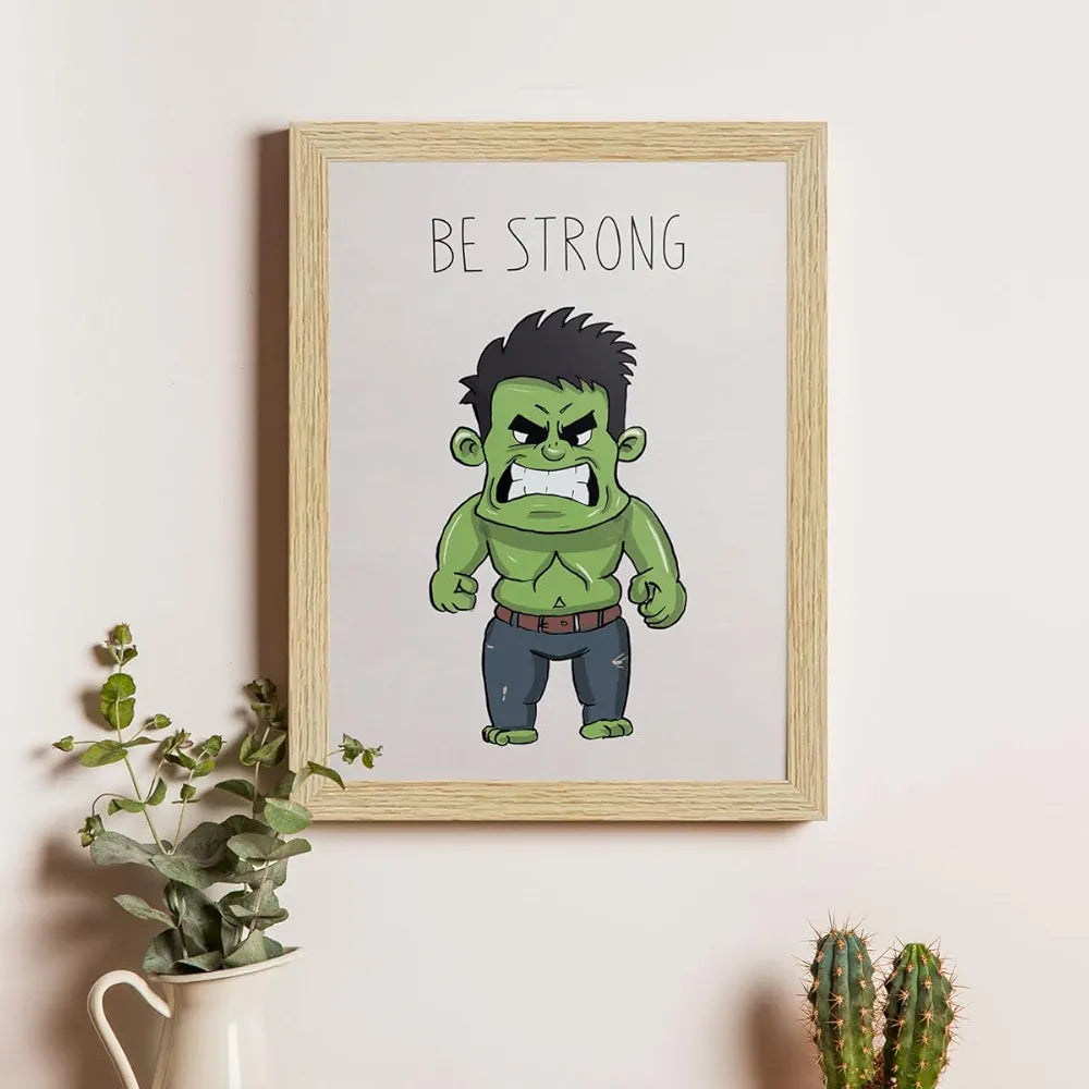 ArtX Wall Paintings For Kids Room, Superheroes Kids Room Wall Frame, Superheros, 10x13 inch each, Multicolor, Synthetic Wood, Set Of 4