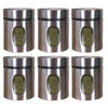 Femora Kitchen Storage Jars Steel Body With See Through Window Jar | 300 Ml | Pack of 6