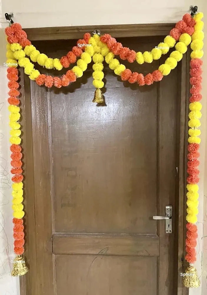 SPHINX Artificial Marigold Fluffy Flowers Garlands Door Toran Set/Door Hangings for Decoration  