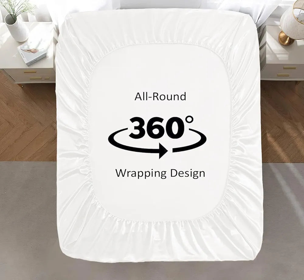 Cloth Fusion Satin Elastic Fitted Bedsheet for Double Bed King Size, Luxury Elastic Bedsheets for King Size Bed with 2 Pillow Covers | H603 | 280 TC