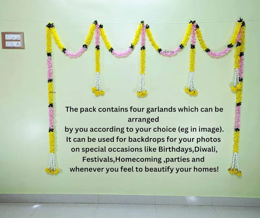 AFARZA; CHOICE GOOD FEEL GOOD Artificial Flower Garland Toran For Door Entrance Home Decoration Hanging 4Pieces 5Ft 